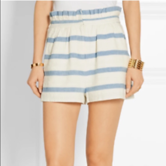 Mara Hoffman Blue/White striped high waist shorts - Picture 3 of 6